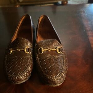 Elegant Brown Loafers with Gold Detailing